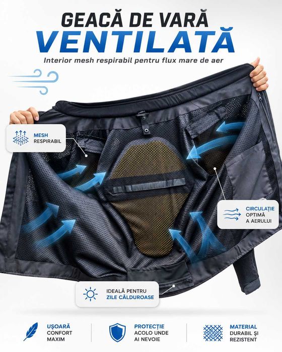 Geacă Moto de Vară PES Grand Air 2.0 cu Protecții CE Level 2 | Certificare AA, Verde