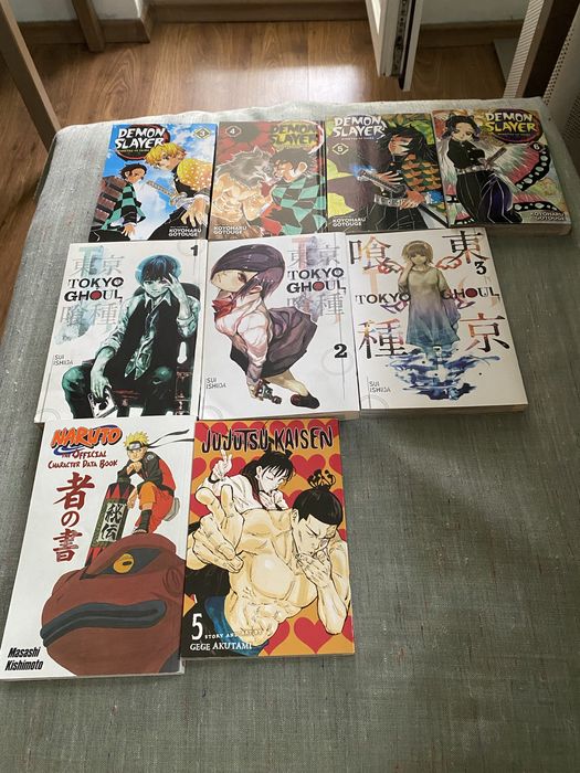 Manga Demnon slayer, tokyo ghoul, naruto, jujutsu kaisen.