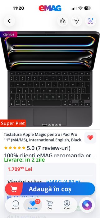 Husa cu Tastatura Apple Magic Keyboard pentru iPad Pro 11" (M4/M5), International English, Black, noua, sigilata