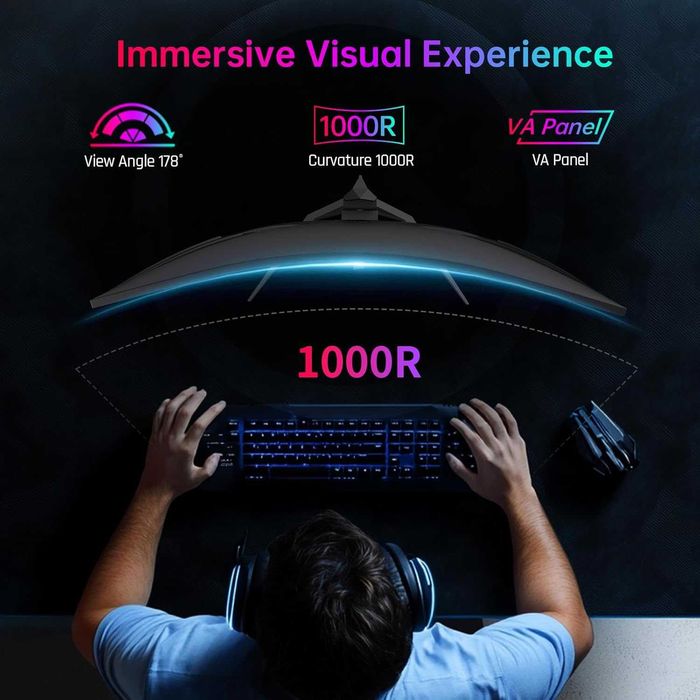 Монитор KTC 32" Curved, 240Hz, 1440P QHD FAST IPS панел, HDR400