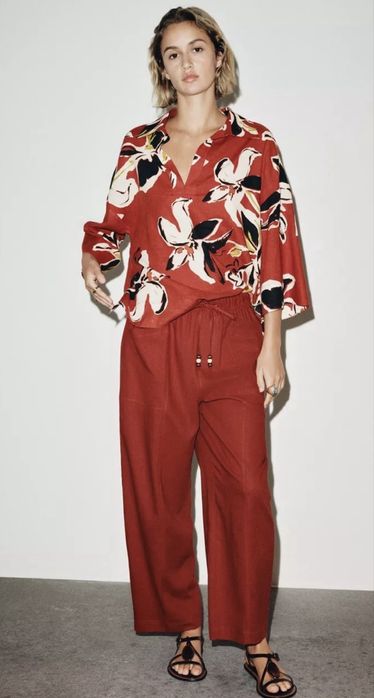 Pantaloni Zara din in