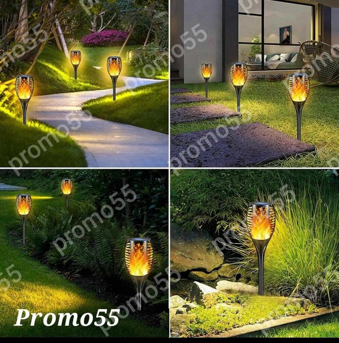 Соларна лампа за двор и градина  с огнен ефект, танцуващ пламък