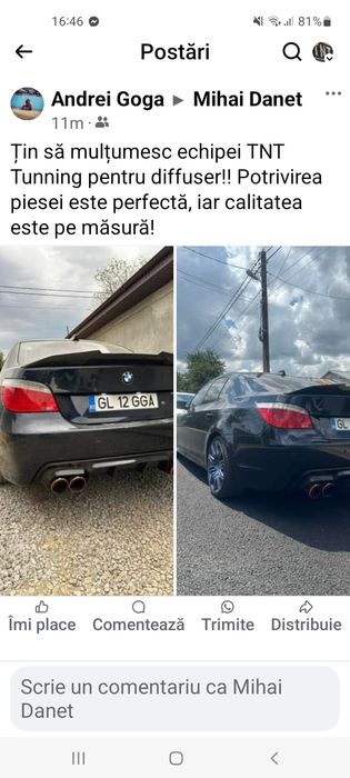Lip prelungire buza față din fibra de sticla bmw e60 e61