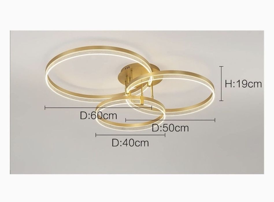 Златисти рингове, невисящи 3 броя 40,50,60 см с дистанционно