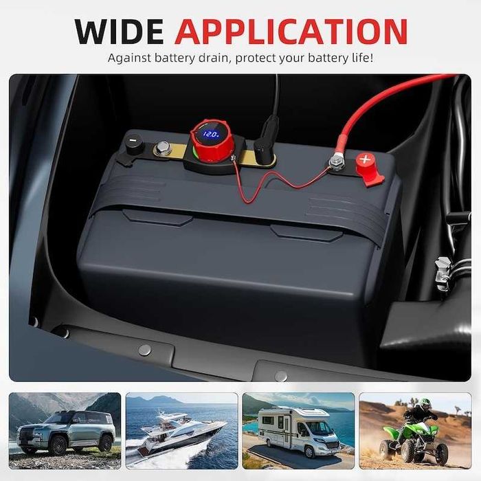 Ключ маса за акумулатор с дигитален волтметър 12V-48V/300A