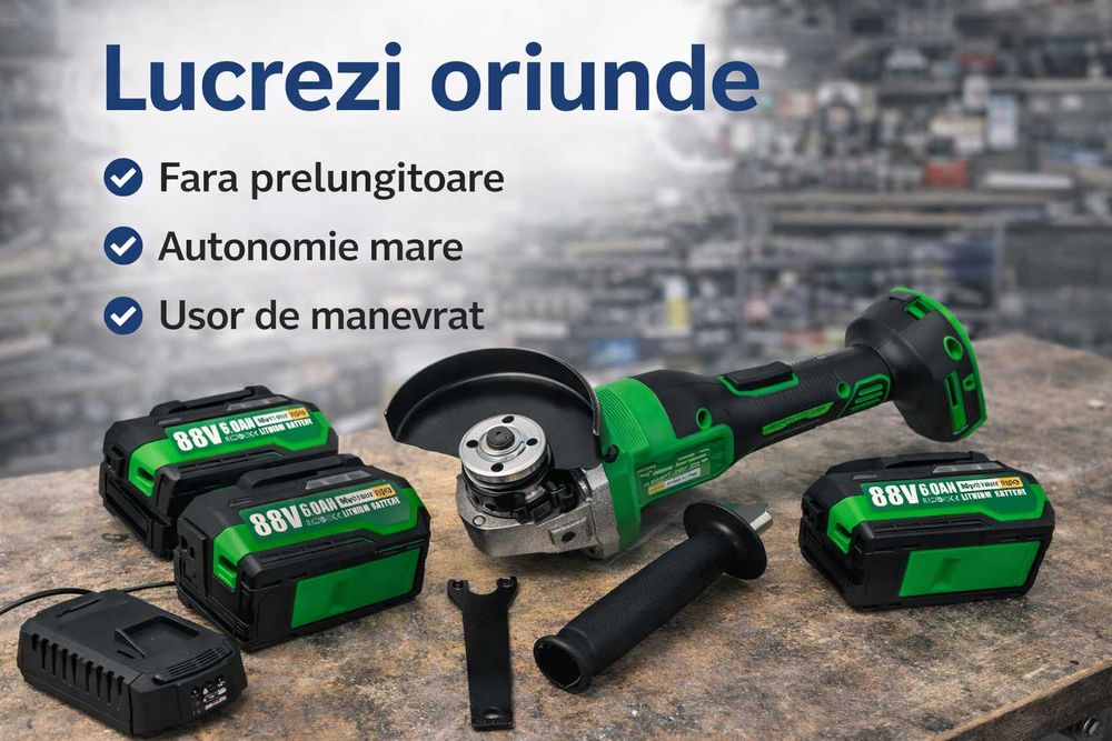 Flex unghiular pe baterii 88V 2 acumulatori 125mm