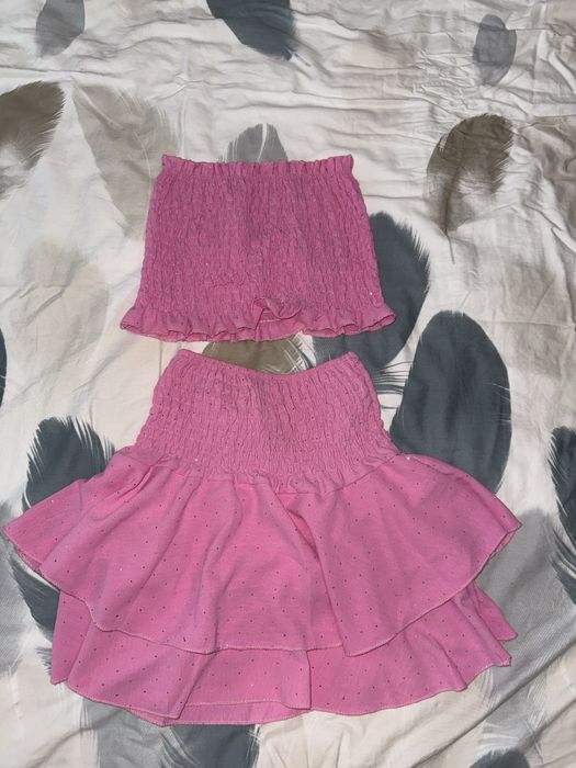 Розов комплект с камъчета