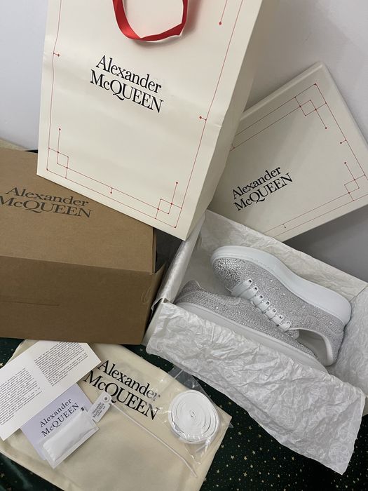 Alexander McQueen Silver Crystal Classic Sole Ultra Premium Quality