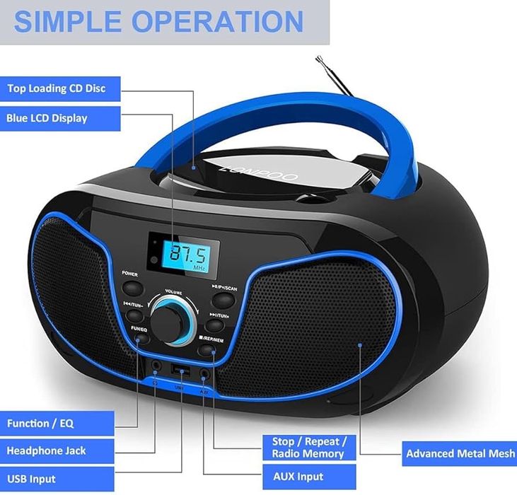 Radio-casetofon portabil cu CD player