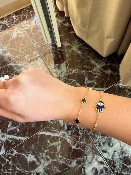 Златна гривна 14К с оникс – стил Van Cleef, със сертификат