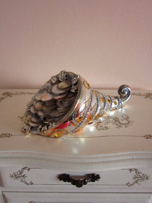 cadou rar Cornul abundenței vintage Italia argintat+cristale Swarovski