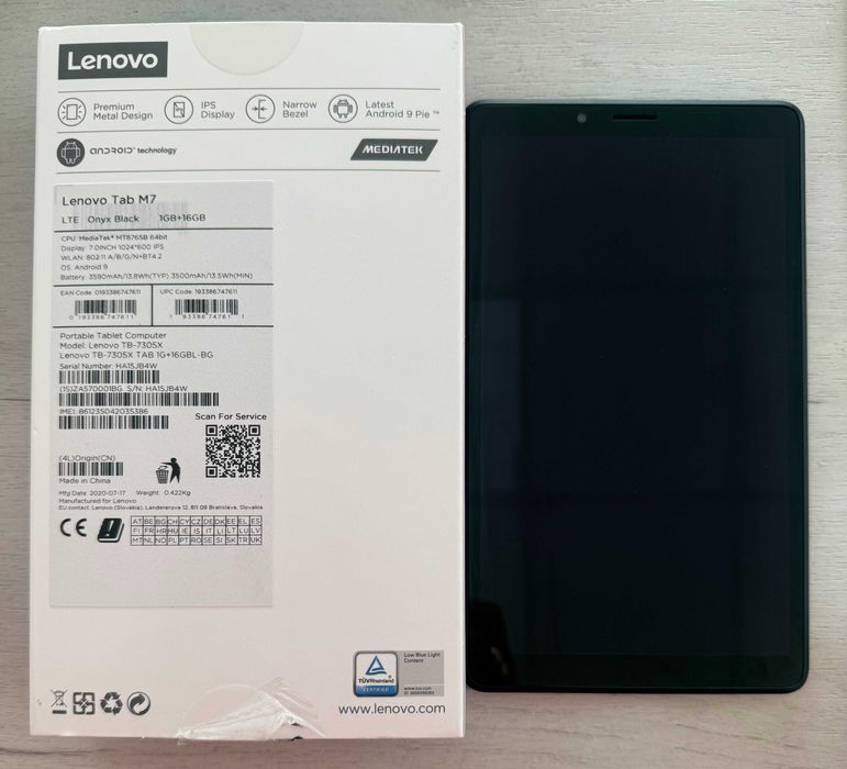 Lenovo tab M7 таблет 1GB + 16GB LTE Onyx Black 7" инча нов.
