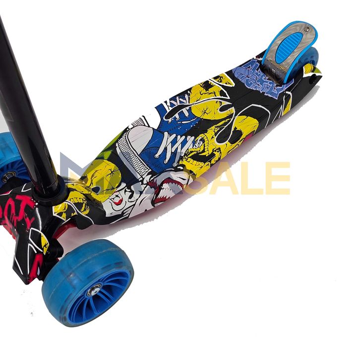 Детска тротинетка с 3 светещи колела синьо триколка колело дете спорт