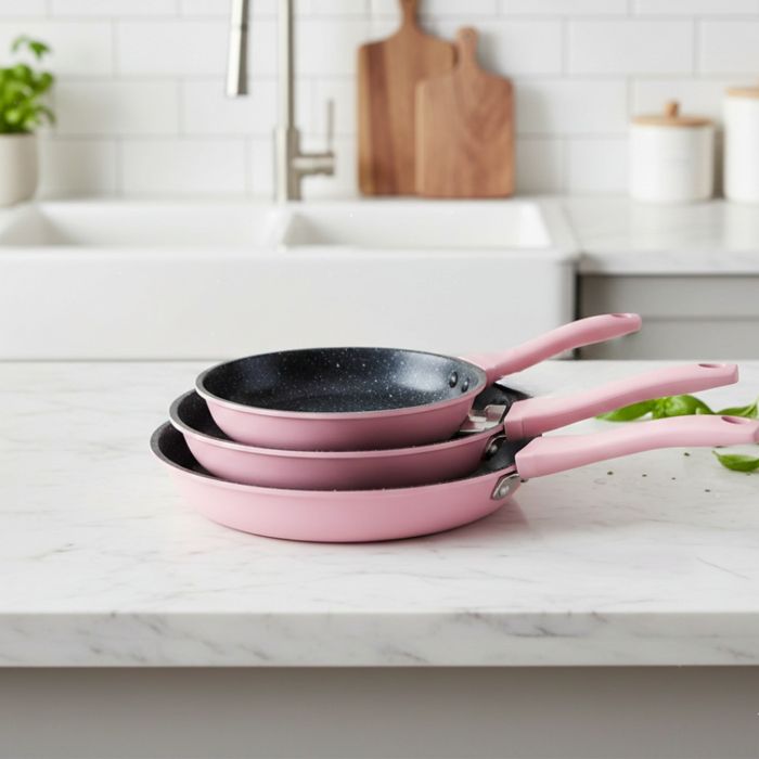 Комплект тигани Cheffinger розово с мраморно покритие – 3 части за вся