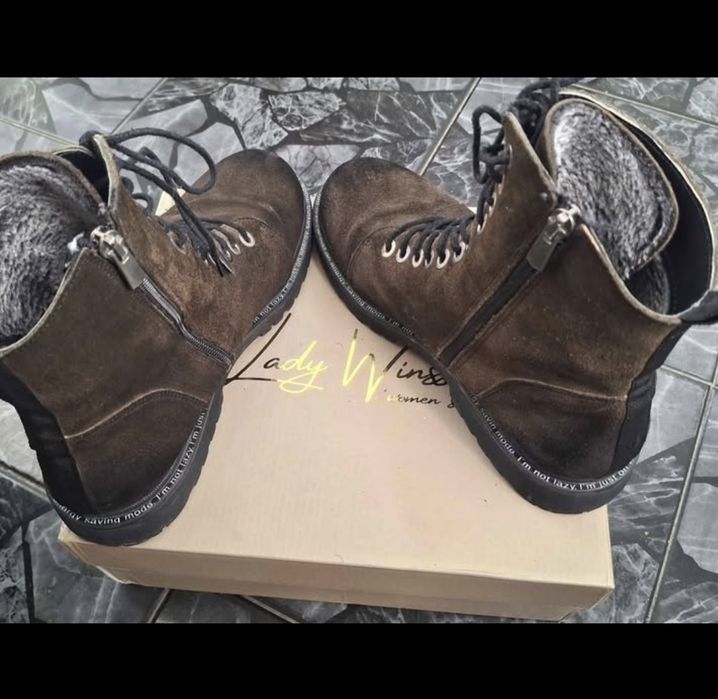 дамски боти естествен набук N40