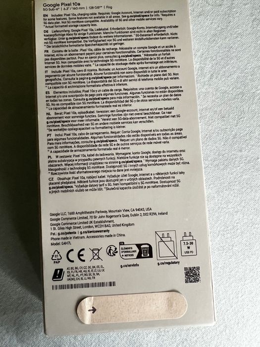 Telefon mobil Google Pixel 10a, 128GB, 8GB RAM, 5G, Fog