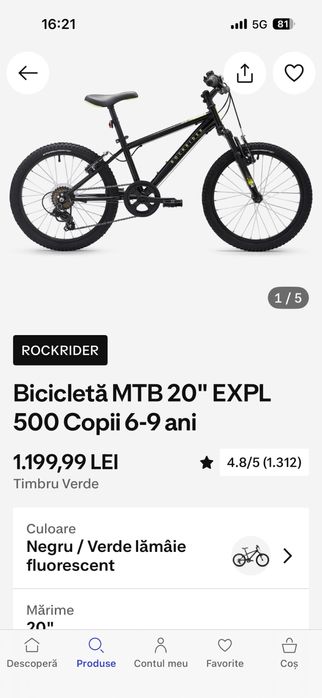 Bicicleta copii Rockrider 6-9 ani