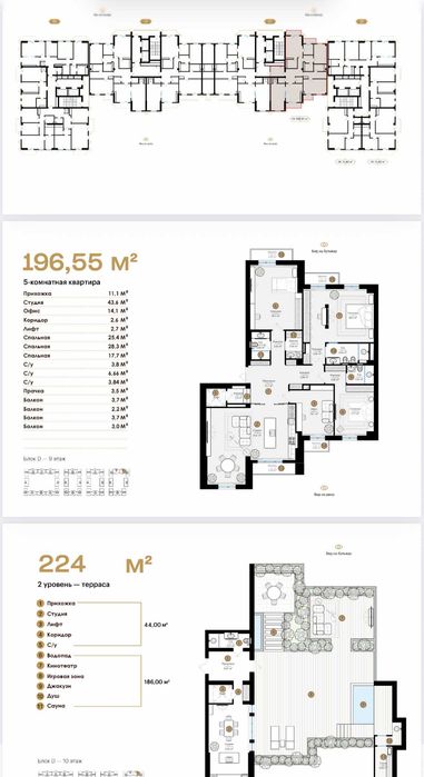 Пентхаус 420 м² с террасой 224 м² в ЖК Mirabad Avenue