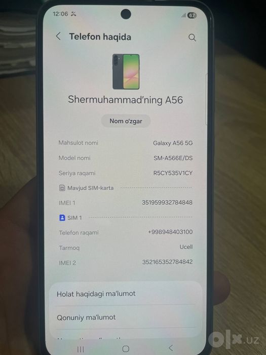 Samsung a56 ishlashi zo‘r yaqinda olingan