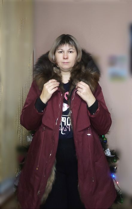 Парка с подкадом из натурального меха, воротник чернобурка