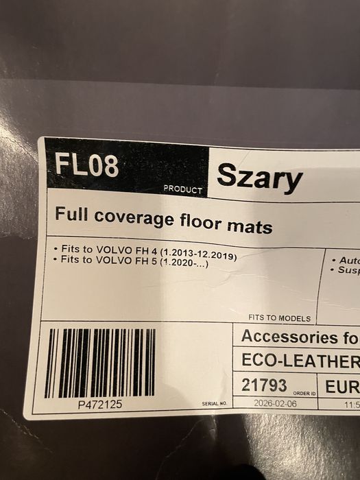 Covorase piele Volvo FH4 (2013-2019), FH5 2020+