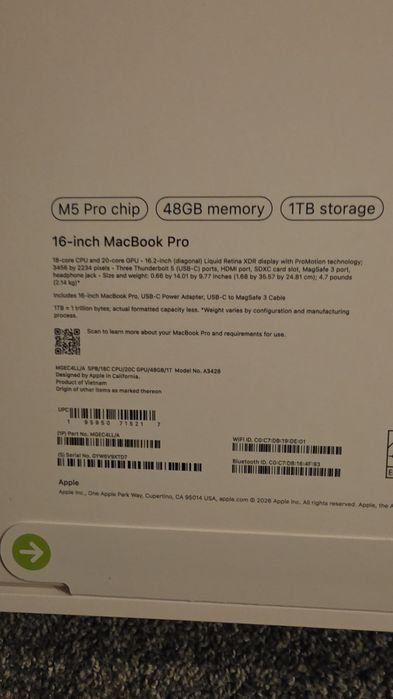 Macbook pro 16 M5