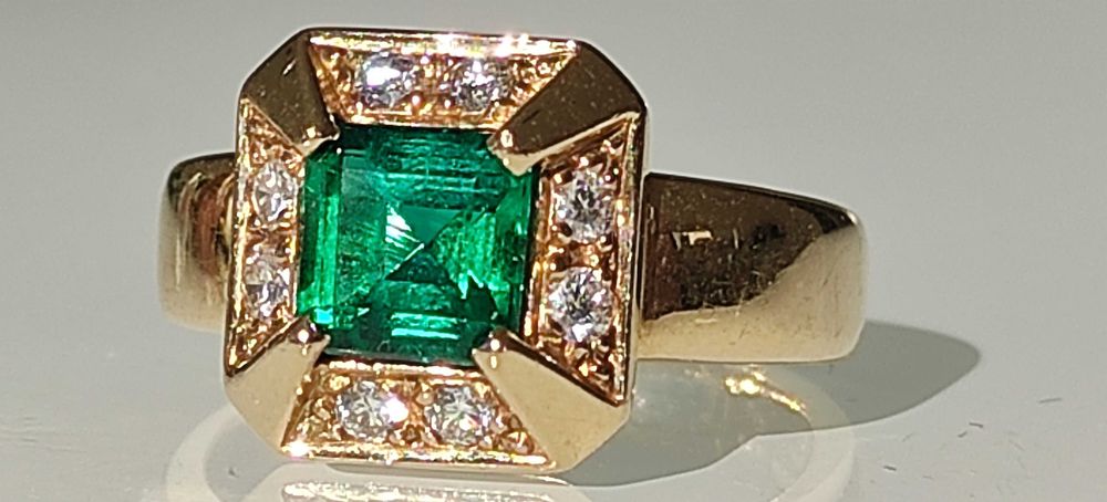 Inel smarald si diamante 1.82ct