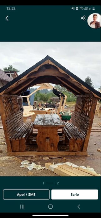 Facem foisoare din lemn masiv acoperit cu tegola prins in suruburi