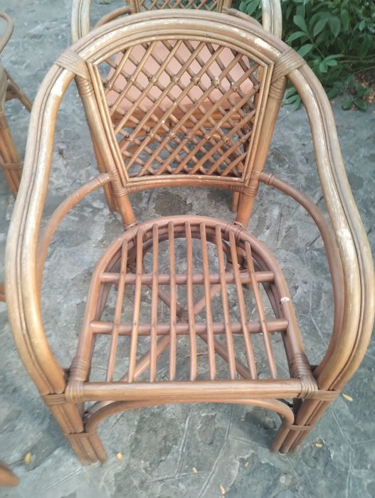 Scaun Fotoliu din Bambus Natural pentru Terasă / Grădină (Preț pe Bucată – Set de 4)