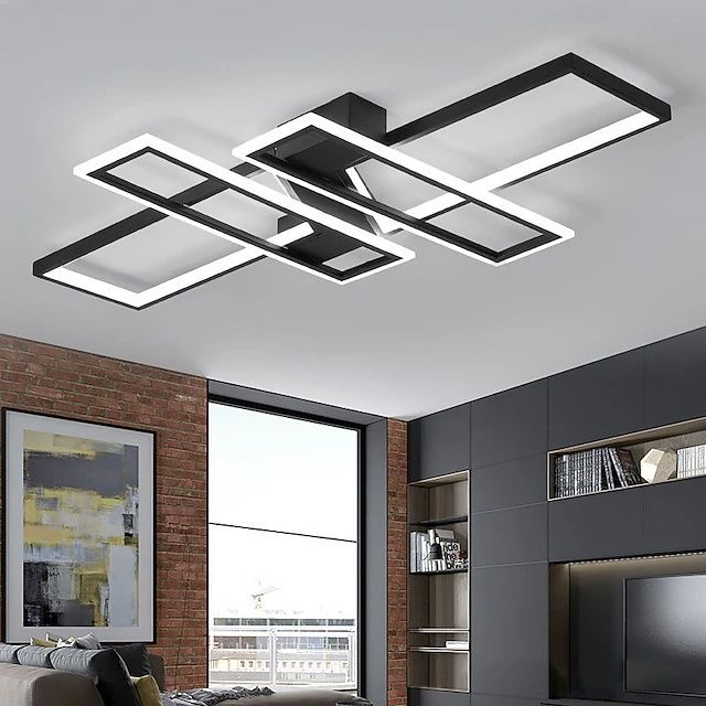 Led Черни правоъгълници невисяща трицветна лампа за таван