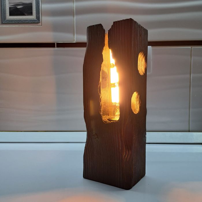 Veioza lemn Lucrata manual HandMade