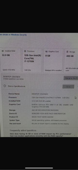 De vanzare Pc  cu procesor i 7 - 12700K