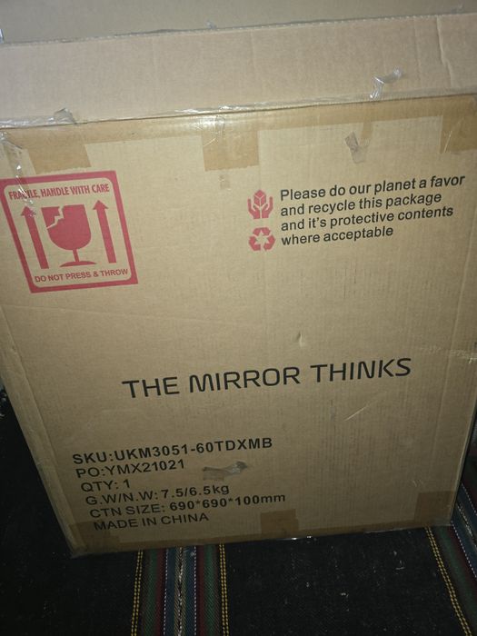 Кръгло LED огледало за баня Ф60/80 см, bluetooth обезпотяване дървесна