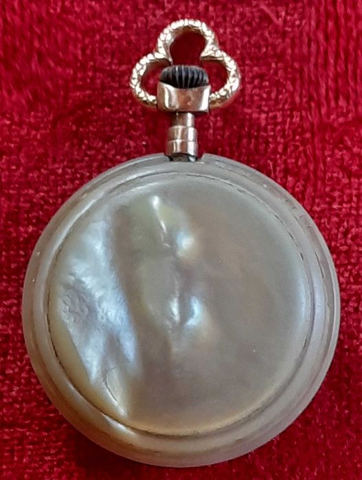 Vintage Swiss Open Face Mother of  Pearl pocket watch 1900