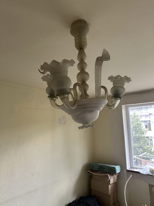 Candelabru sticla slefuita 3 brate fabricatie 1980