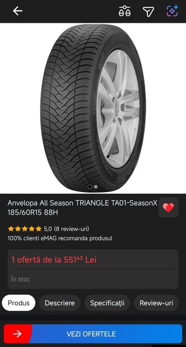 Jante originale Skoda 5x100 r15 + anvelope noi allseason