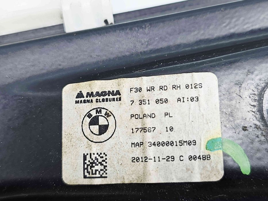 Macara electrica geam dreapta spate Bmw 3 Touring (F31) [Fabr 2012-201
