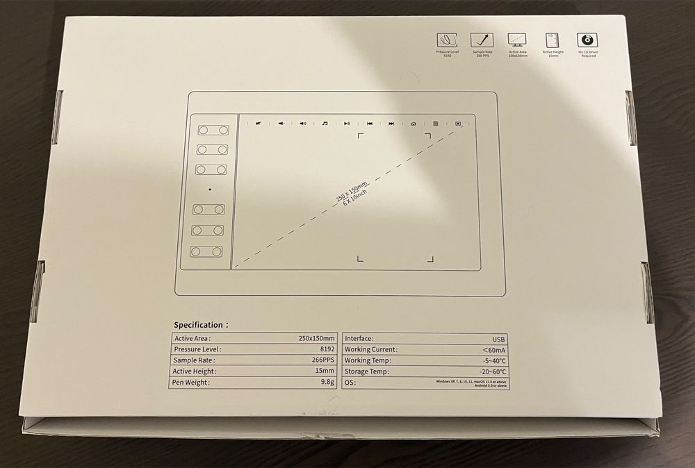 Tableta de desen, 10x6 inchi cu stilou si suport fara baterie