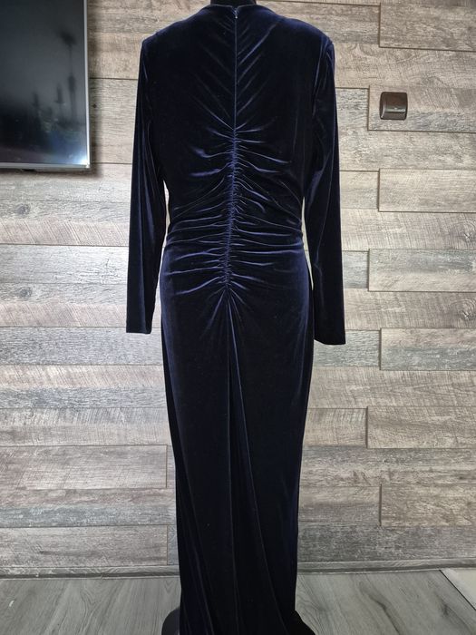 Rochie maxi de catifea bleumarin NISSA, mărime 48