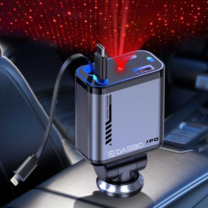 Incarcator Auto 5 in 1 ,Proiector Stelar plafon, Fast Charge 65W + 30W