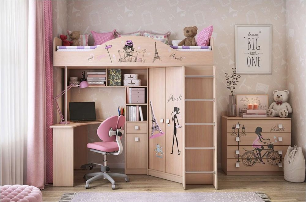 Кровать со столом и шкафом