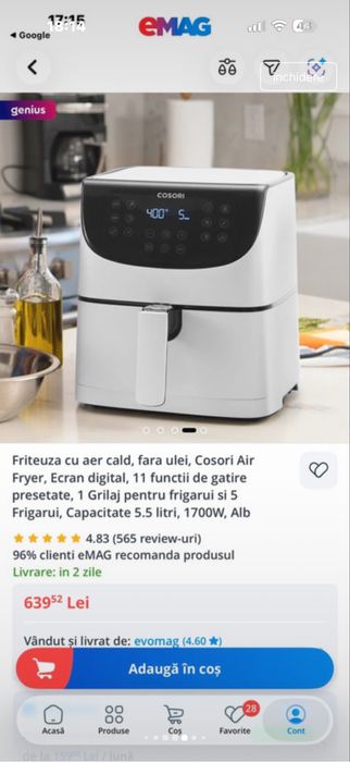 Friteuza cu aer cald Cosori