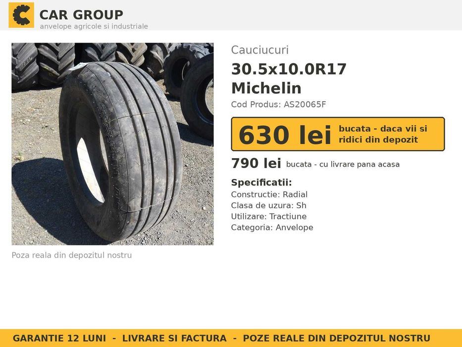 Anvelope Cauciucuri 30.5x10-17 30.5x10R17 30.5x10 17 30.5x10x17 30510017 Michelin Incarcator Buldo si Industrial SH Second Hand VERIFICATA Oferta