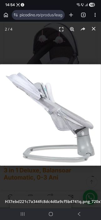 Leagan Electric Multifunctional pentru Bebe Mastela, Gri cu Roz, 3 in 1 Deluxe, Balansoar Automatic, 0-3 Ani