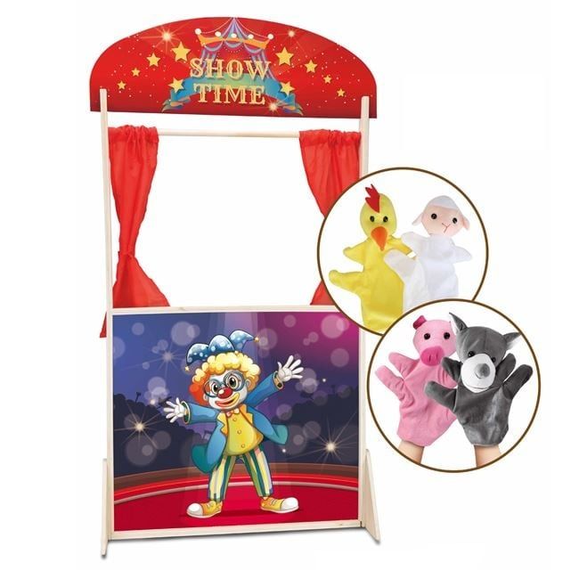 Куклен театър с четири кукли-57x20x104 см./дървена куклен театър