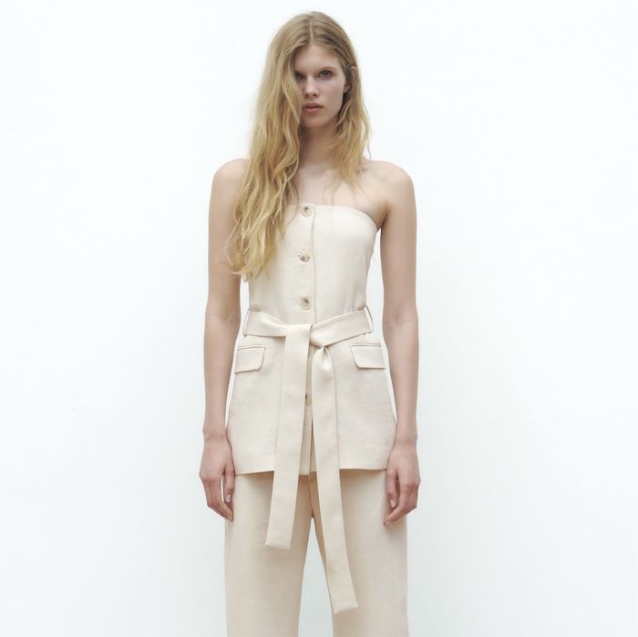 Top-corset Zara, din in,Xs si S,culoare ivoire, nou,eticheta