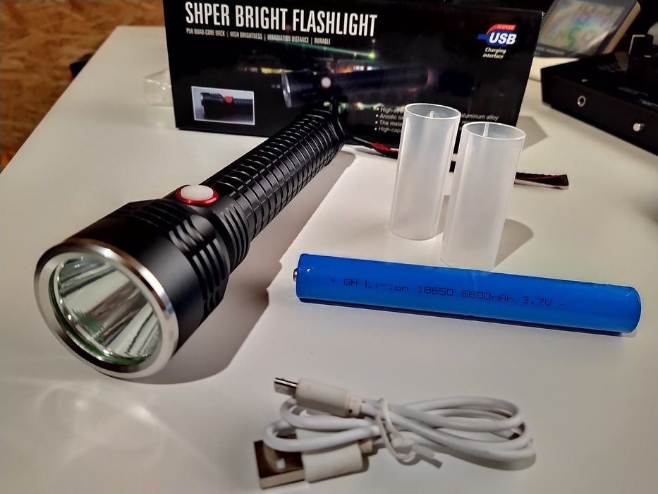 Lanterna LED MMC- XHP50 Incarcare USB Acumulator Dublu 2x18650