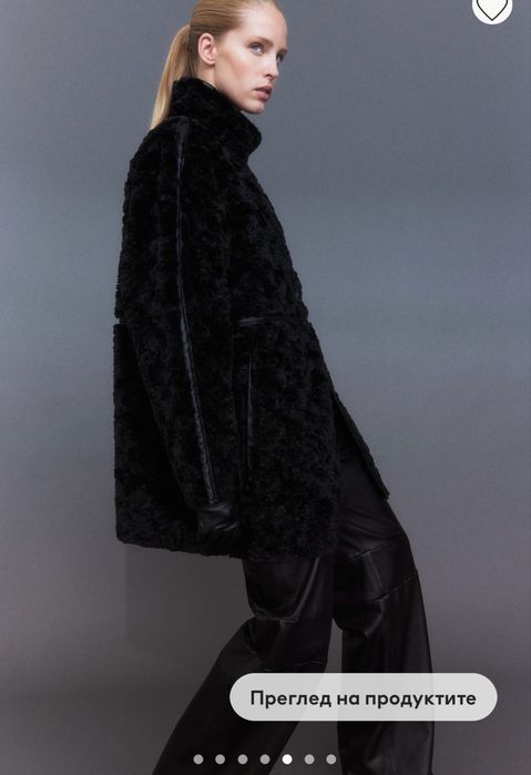 Черно пухкаво  палто H&M