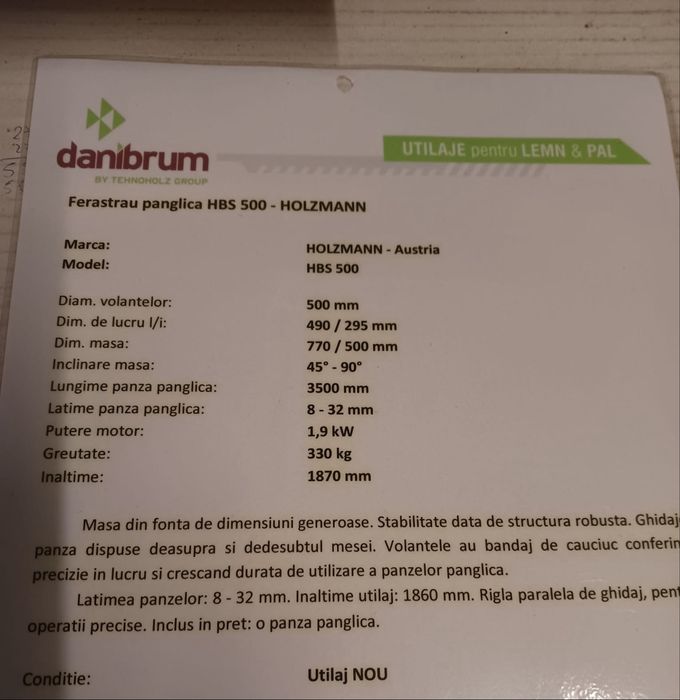 Fierastra panglica (banzic) holzmann HSB 500