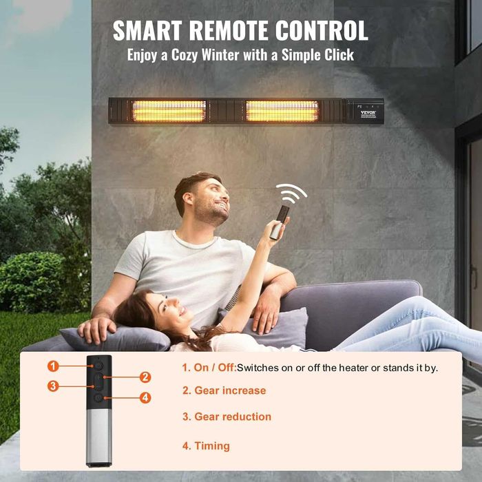 Инфрачервена двойна печка Vevor 102см 3000W Карбонов отоплител